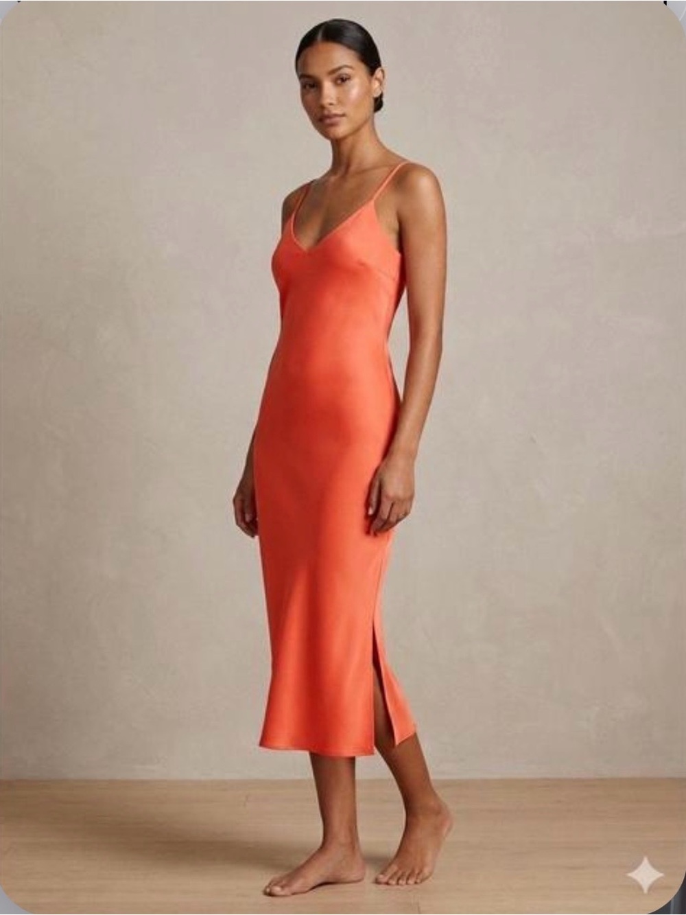 Gianni Bini Orange Slip Midi Dress